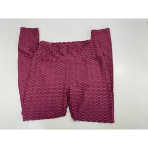 New Mix Womens Leggings Size Large/XL Pink Ruched Honeycomb